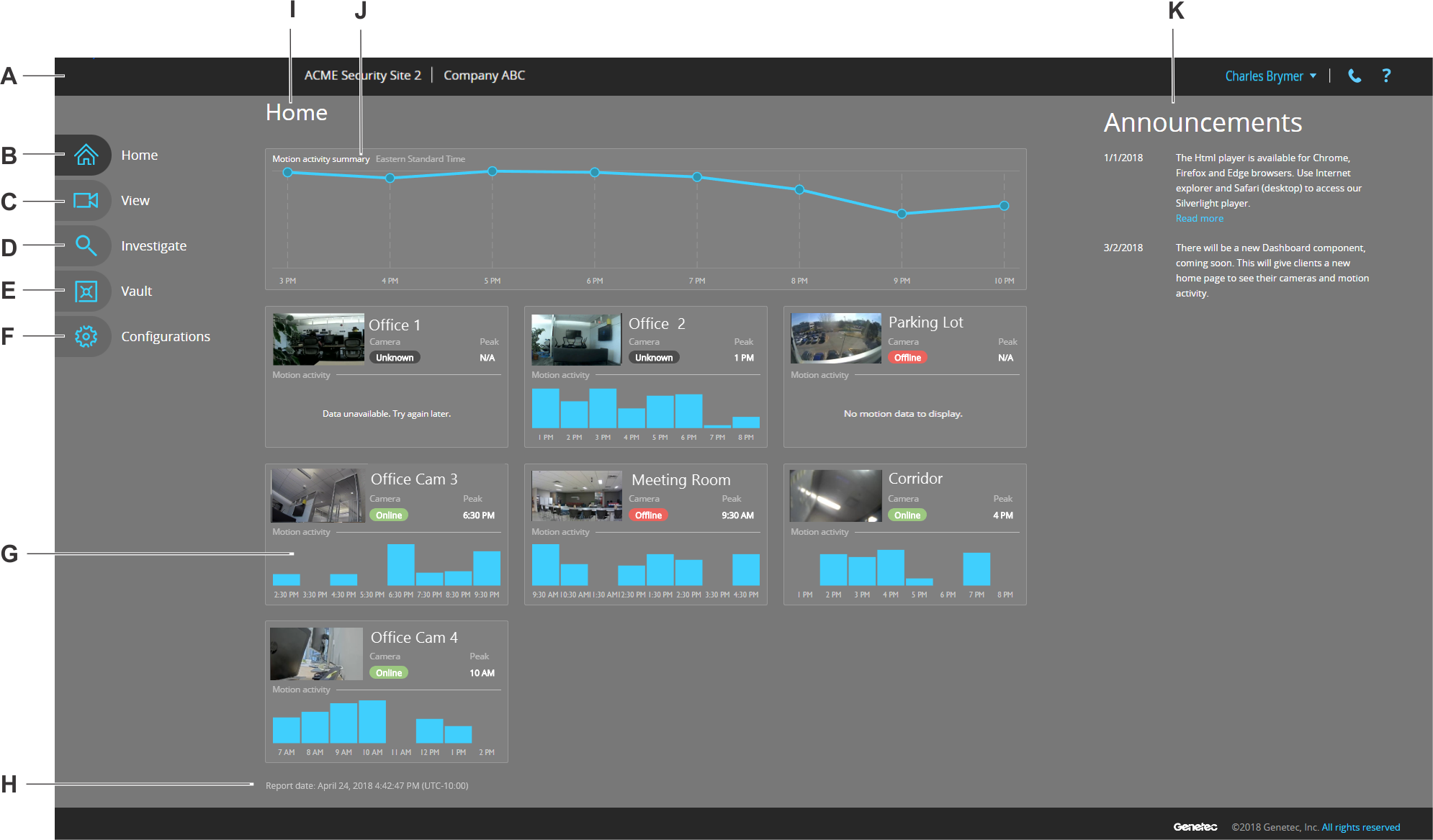 An image of the client portal Home page dashboard